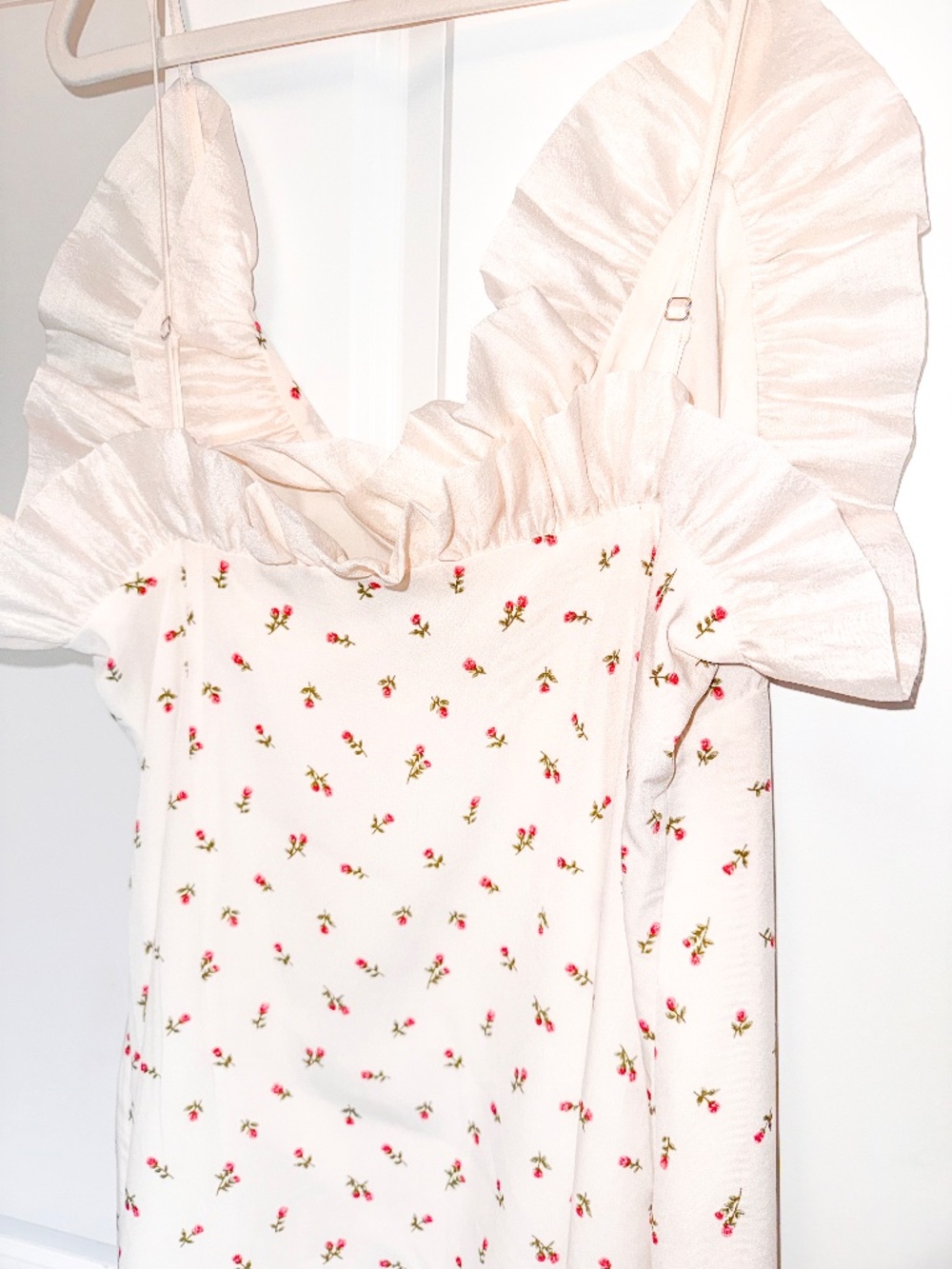 Sister Jane Rose Ruffle Dress Spaghetti Strap Midi sz M - Picture 5 of 7